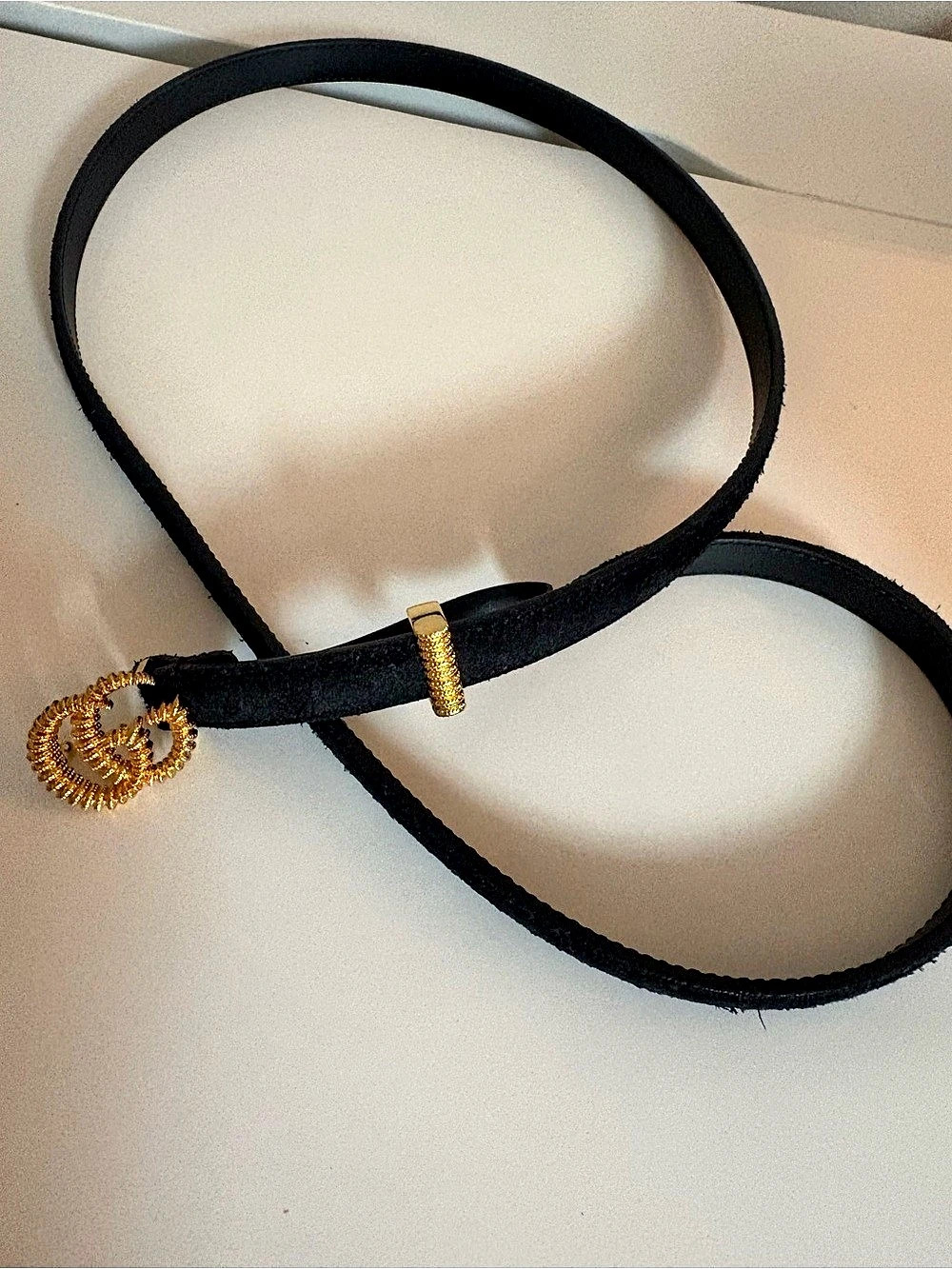 GUCCI GG Marmont Belt in Black Suede Size 95 - Picture 2 of 8